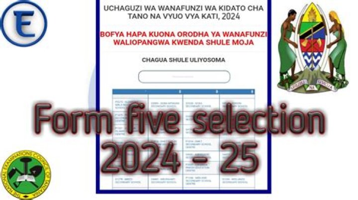 Form Five Selection 2023/2024 PWANI Waliochaguliwa Kidato Cha Tano