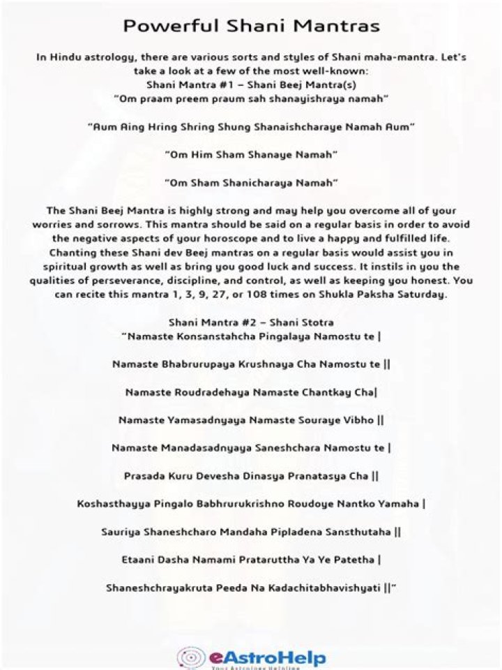 Powerful Shani Mantras: That Make Shani Benevolent | Free PDF Download